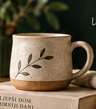 Ceramic mug in a warm lifestyle setting